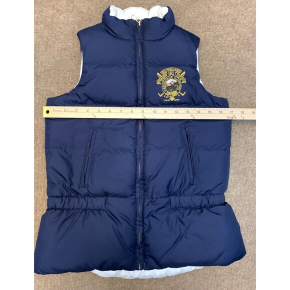 Polo Ralph Lauren Puffer Vest Girls L (12/14) Equestrian Reversible Navy Gilet - Picture 6 of 7